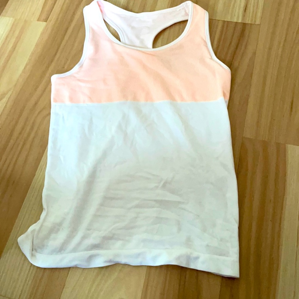 XS pink and white tank top